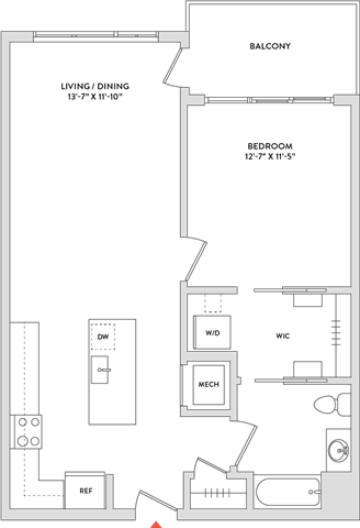 Floor Plan  A floor plan of a house with a living room, dining room, and bedrooms.