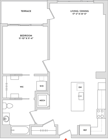 Floor Plan  A floor plan of a house with a living room, dining room, and bedrooms.