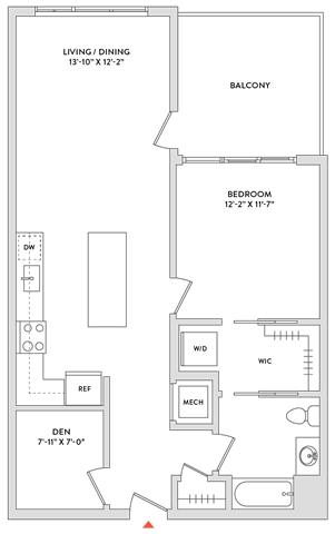 Floor Plan  A floor plan of a house with a balcony and a bedroom.