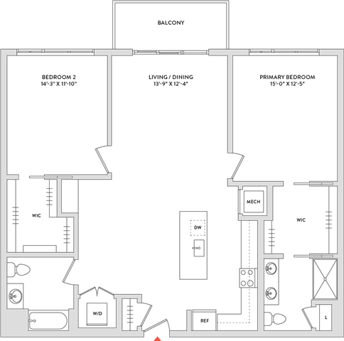 Floor Plan  A floor plan of a house with labeled rooms and dimensions.