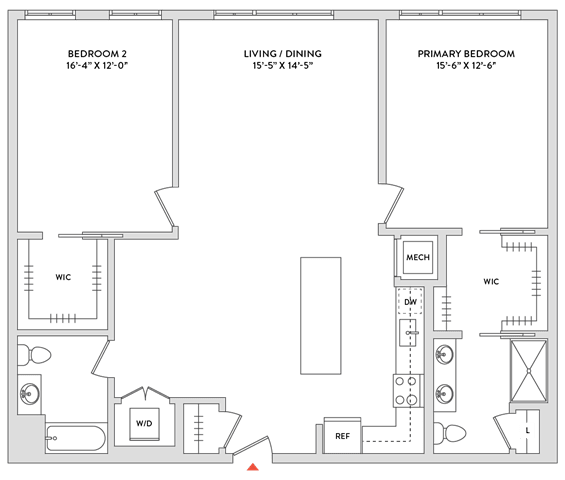 Floor Plan  A floor plan of a house with three bedrooms and a living area.
