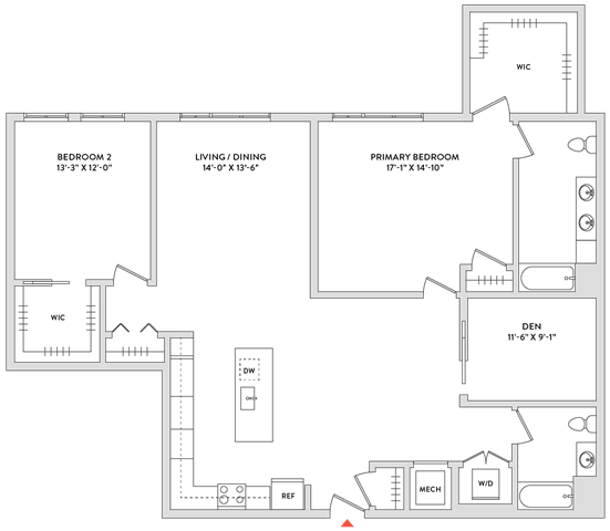 Floor Plan  A floor plan of a house with labeled rooms and dimensions.