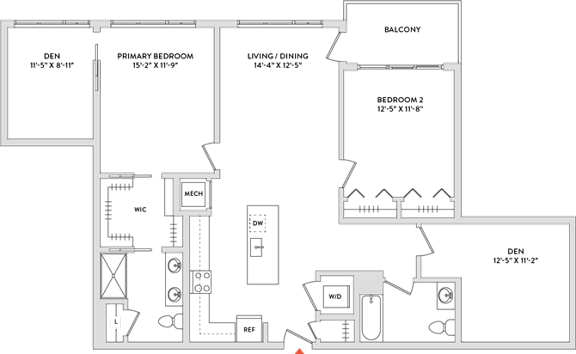 Floor Plan  A floor plan of a house with labeled rooms and dimensions.