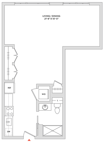 Floor Plan  A floor plan of a kitchen and dining area.