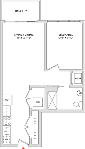 Floor Plan  A floor plan of a house with a living room, dining room, and a sleeping area.