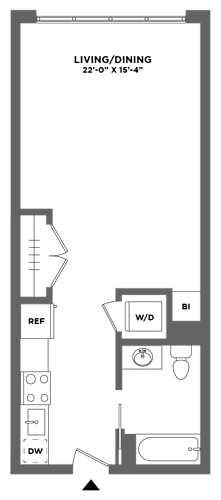Floor Plan  large studio, closet space, washer dryer