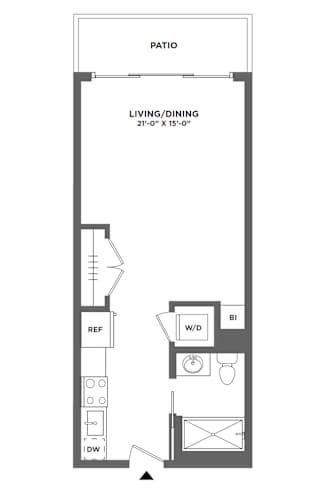 Floor Plan  spacious studio, private balcony
