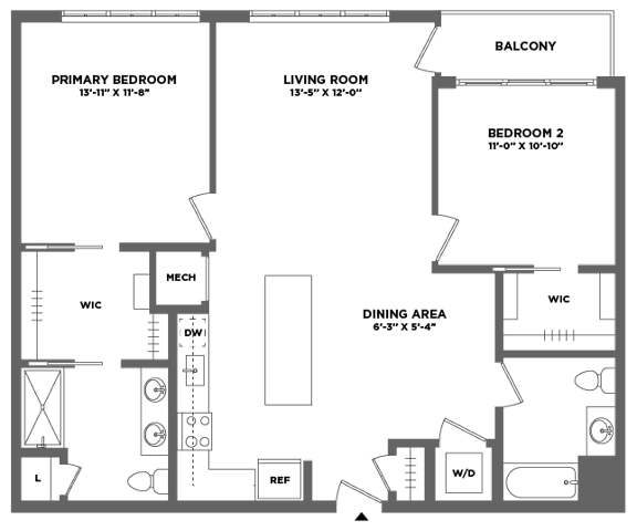 Floor Plan  A floor plan of a house with labeled rooms and dimensions.