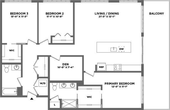 Floor Plan  A floor plan of a house with labeled rooms and dimensions.