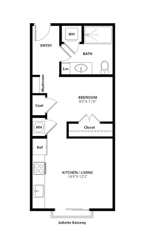 Floor Plan  a floor plan of a 1 bedroom apartment at the biltmore apartments in dallas,