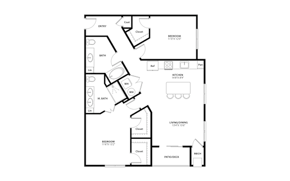 Floor Plan  a floor plan of a bedroom apartment