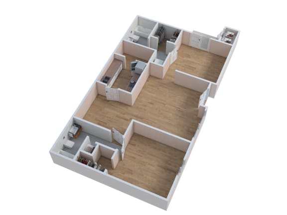 Floor Plan  an overhead view of a 2 bedroom apartment floor plan