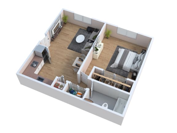 Floor Plan  1 bed 1 bath A at Willow Brooke Apartments, Florida