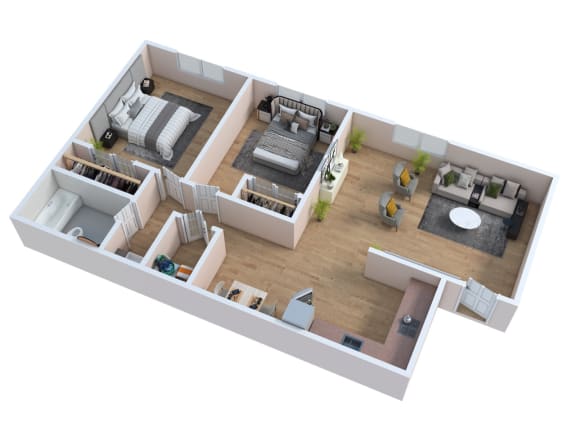 Floor Plan  2 bed 2 bath at Willow Brooke Apartments, Tampa, FL, 33613
