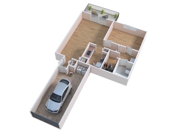Floor Plan  a floor plan of a house with a car