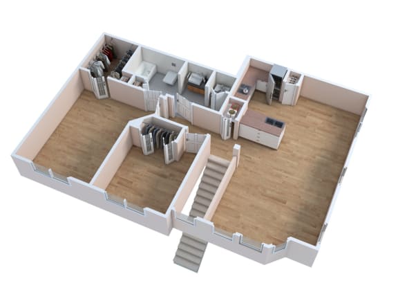 Floor Plan  an overhead view of a 3d floor plan of a home