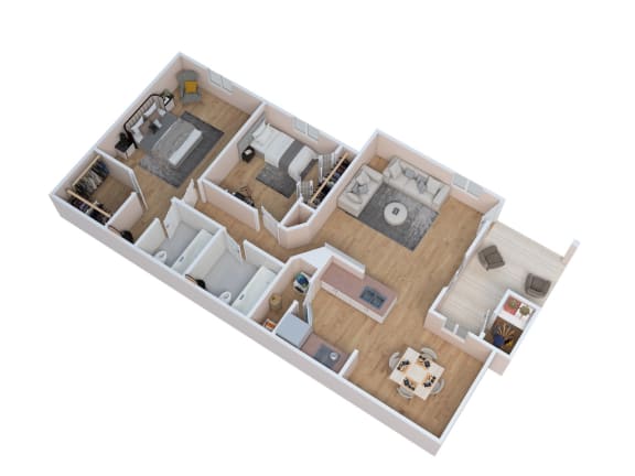Floor Plan  a 3d floor plan of a home with a bedroom and living room