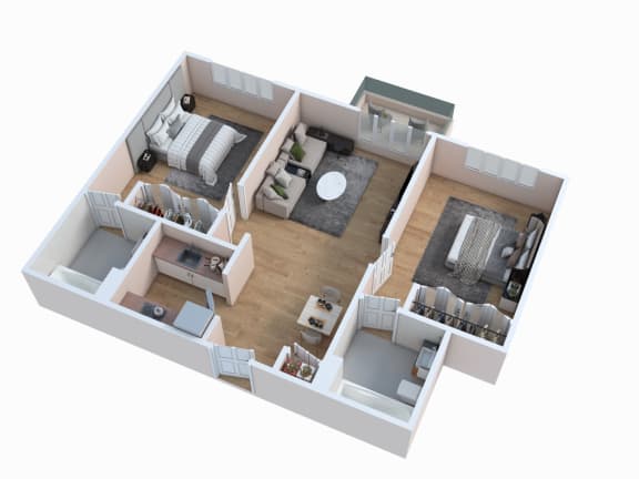Floor Plan  a 3d floor plan of a house with a bedroom and a living room
