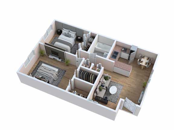 Floor Plan  2 bed 1 bath at Westminster Chase Apartments, Florida