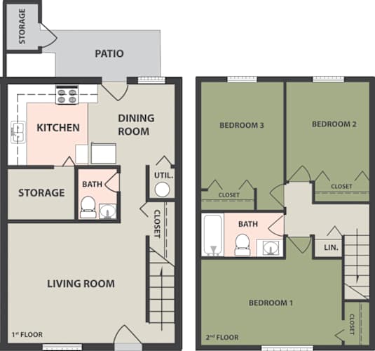 Floor Plan  A floor plan of a two-story home with labeled rooms.
