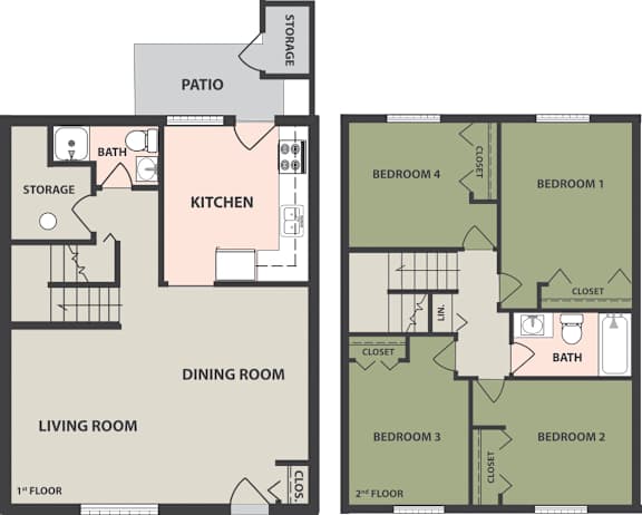 Floor Plan  A floor plan of a two-story house with labeled rooms.