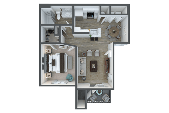 Floor Plan  1 Bed 1 Bath Garden