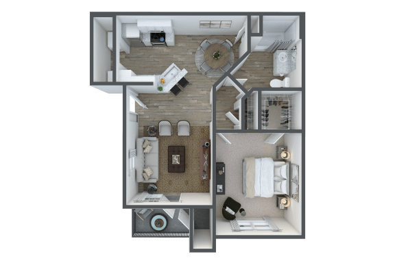 Floor Plan  1 Bed 1 Bath Garden LG