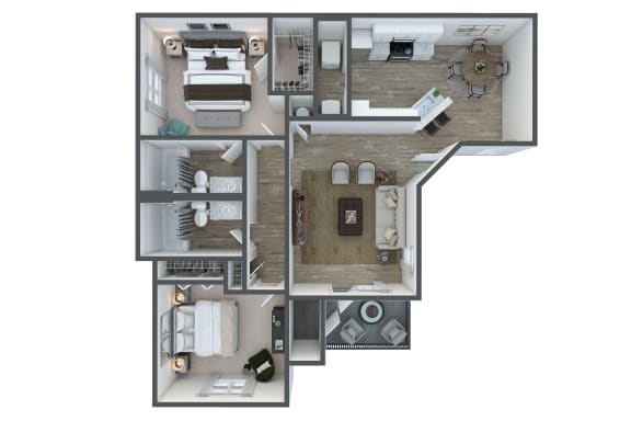 Floor Plan  2 Bed 2 Bath Garden