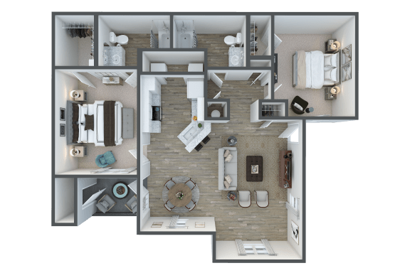 Floor Plan  2 Bed 2 Bath Garden LG