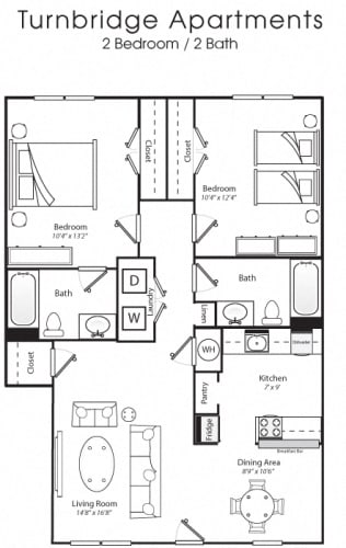 Floor Plan  2 Bed 2 Bath