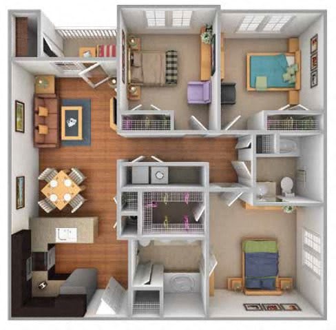 Floor Plan  A dollhouse living room with furniture and decorations.