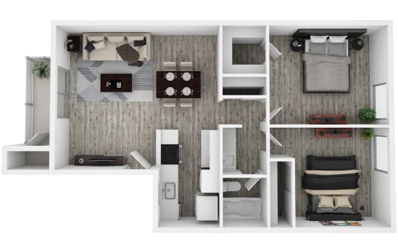 Floor Plan  Two Bedroom One Bathroom