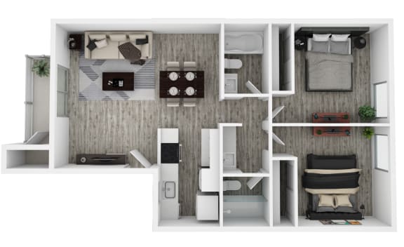 Floor Plan  Two Bedroom Two Bathroom Small