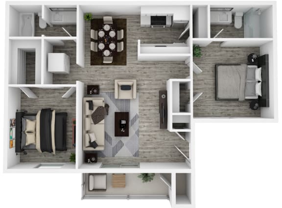 Floor Plan  Two Bedroom Two Bathroom Large