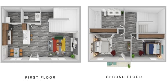 Floor Plan  Two Bedroom, 1.5 Bath
