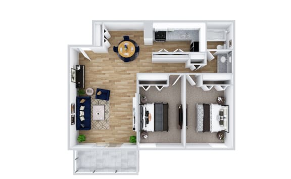 Floor Plan  a stylized floor plan with a bedroom and living room