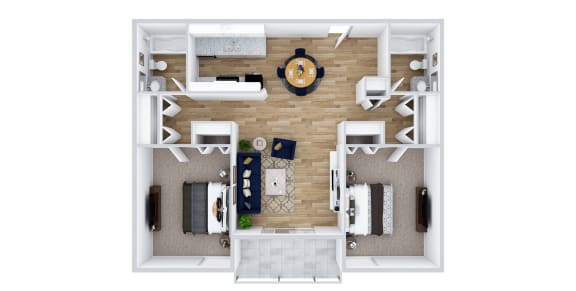 Floor Plan  a stylized floor plan with a bedroom and a living room