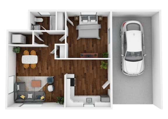 Floor Plan  the interior of a car parked in a garage