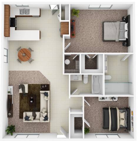 Floor Plan  A series of images showing different layouts of a small apartment.