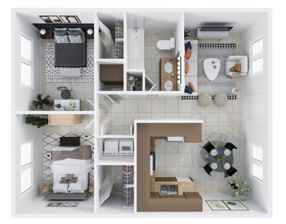 Floor Plan  Two Bedroom One Bath