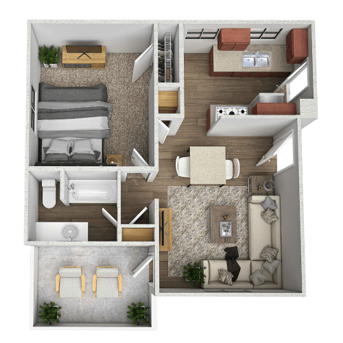 Floor Plan  a floor plan of our studio apartments at university gardens in tempe, az