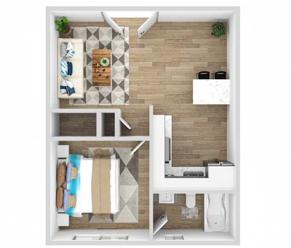 Floor Plan  A top-down view of a modern bathroom with a double vanity and a shower area.