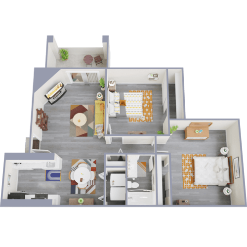 Floor Plan  2 bed 1 bath A at Tides at Mesa, Mesa, AZ, 85204