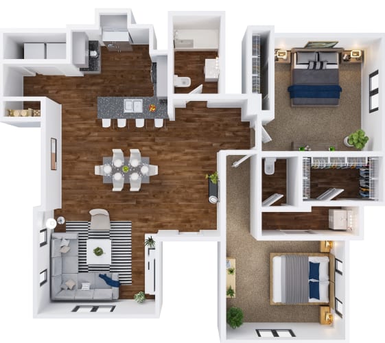 Floor Plan  C Two Bedroom, Two Bath