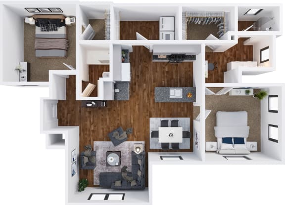 Floor Plan  B Two Bedroom, Two Bath
