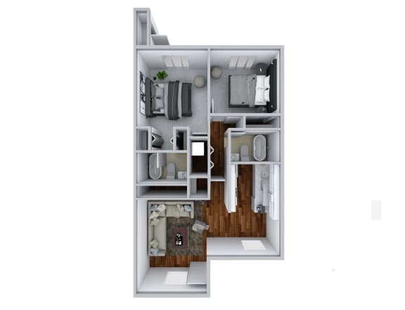 Floor Plan  a stylized floor plan with a bedroom and living room