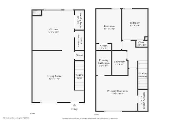 Floor Plan  A floor plan of a two bedroom apartment.