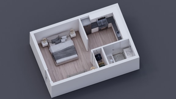 Floor Plan  a 3d floor plan of a small apartment