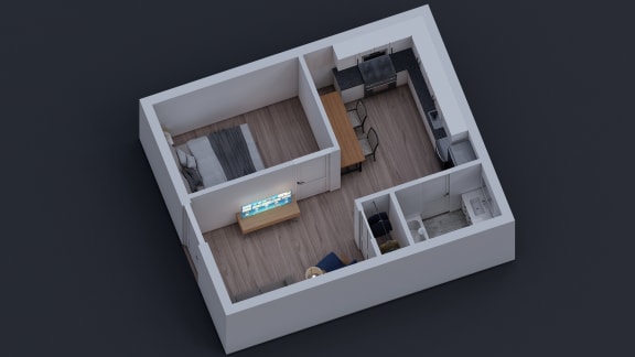 Floor Plan  a small apartment with a bedroom and a living room