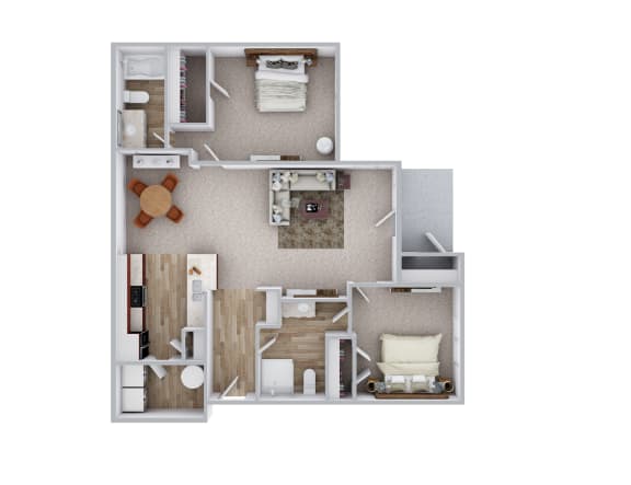 Floor Plan  Two Bed, Two Bath (A)